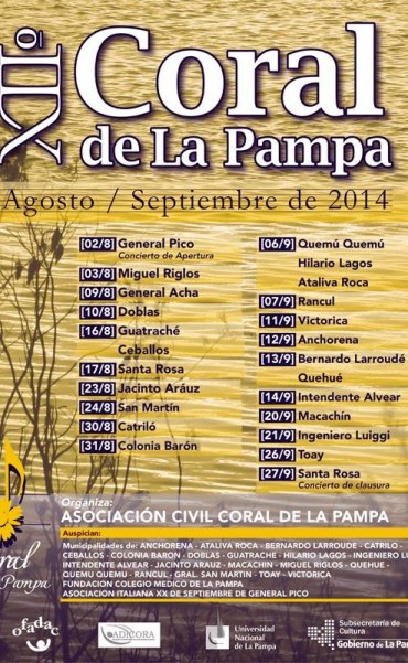 El 24 de Agosto el Coral La Pampa en San Martín